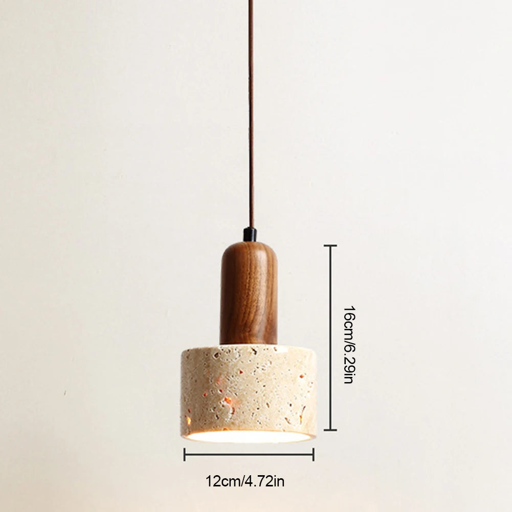 ECOLYTE Stone Wood Decorative Industrial Style Hanging Lamp