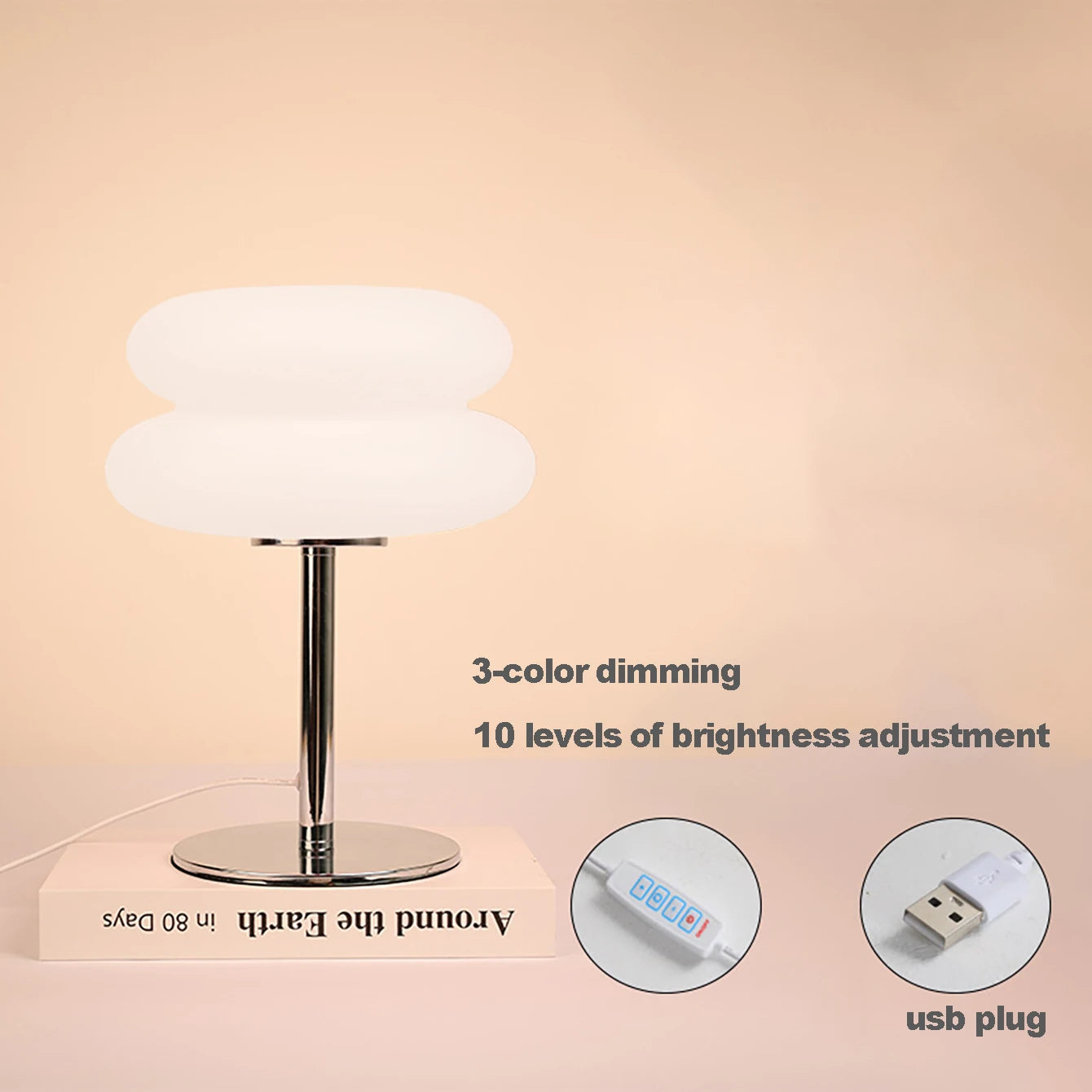 ECOLYTE Cream Table Lamp Plastic Lampshade