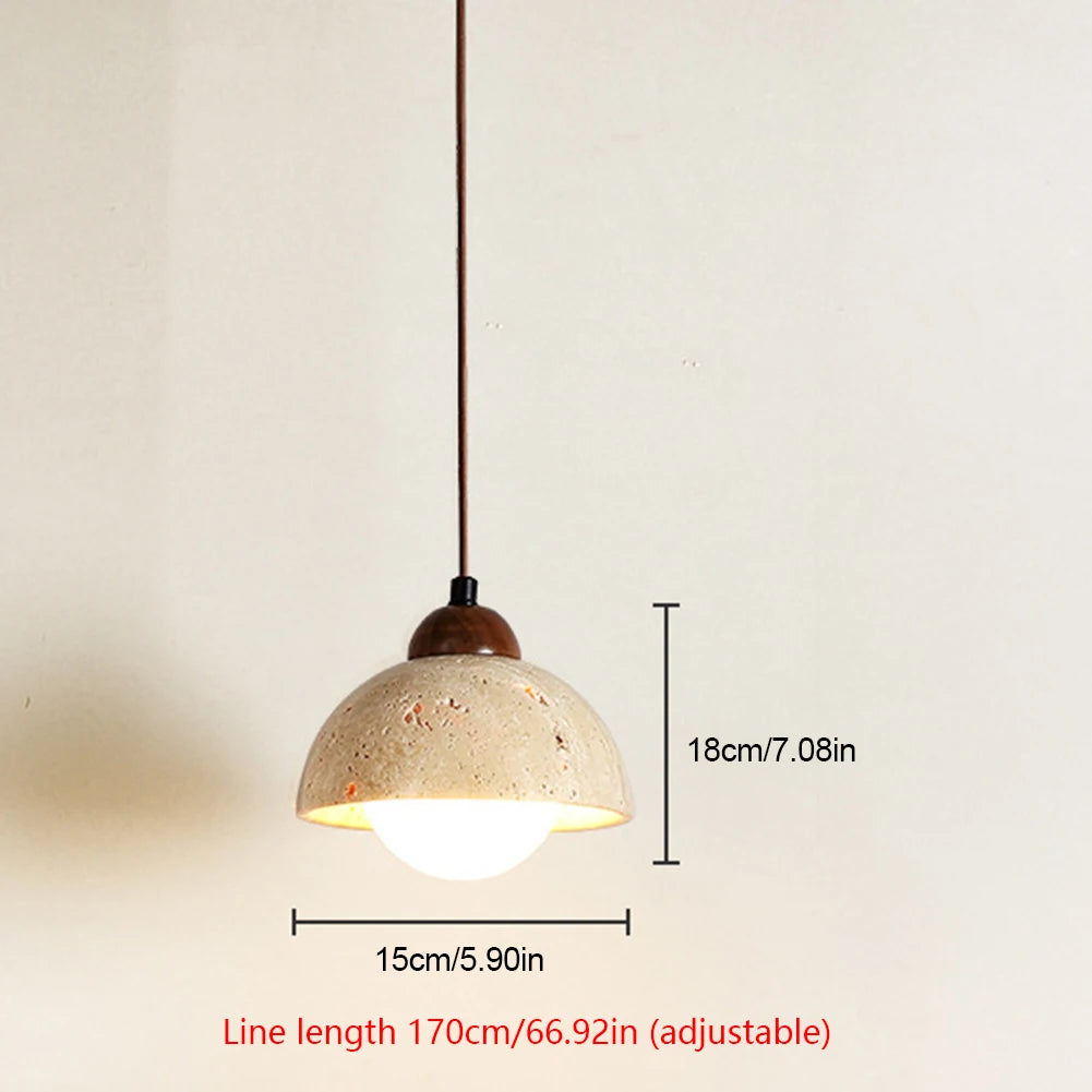 ECOLYTE Stone Wood Decorative Industrial Style Hanging Lamp