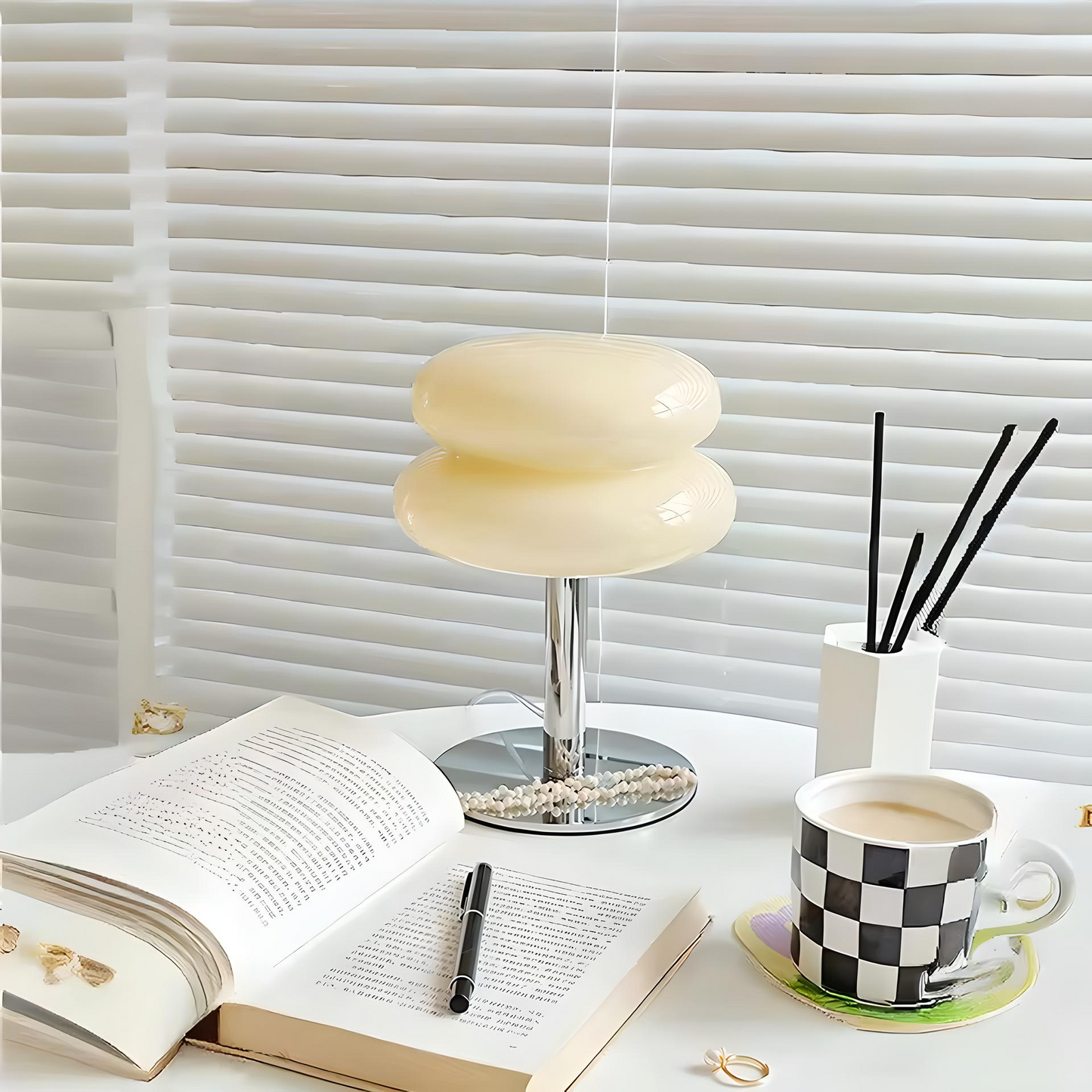 ECOLYTE Cream Table Lamp Plastic Lampshade