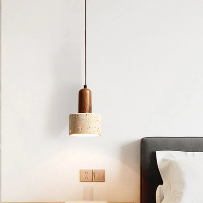 ECOLYTE Stone Wood Decorative Industrial Style Hanging Lamp