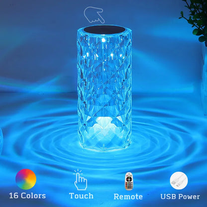 ECOLYTE Crystal 16 Colors Touch/Remote Dimmable Night Light