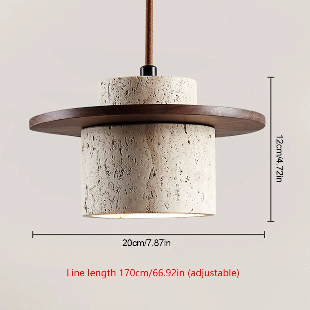 ECOLYTE Stone Wood Decorative Industrial Style Hanging Lamp