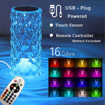 ECOLYTE Crystal 16 Colors Touch/Remote Dimmable Night Light